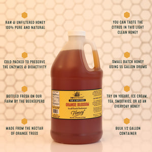 HONEY FEAST Raw Orange Blossom Honey - 6lb Bulk Honey, All Natural, Unfiltered, Unheated Honey from Oranges, Perfect for Sweetening & Baking