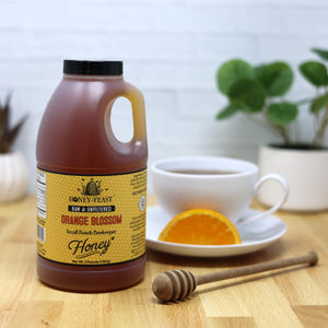 HONEY FEAST Orange Blossom Honey - Raw Unfiltered Honey from Oranges, 100% Pure Raw Orange Blossom Honey, 3lb Gourmet Citrus Honey, All Natural Food Gift Idea