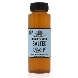 
            
                Load image into Gallery viewer, HONEY FEAST Salty Honey for Cooking &amp;amp; Toppings | Flavored Honey Condiments  | Gourmet Taste in a 12oz Jar
            
        
