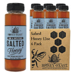 HONEY FEAST 6-Pack 12oz Salted Honey - Artisanal Infused Honey for Culinary Use & Toppings | Gourmet Flavored Honey Set