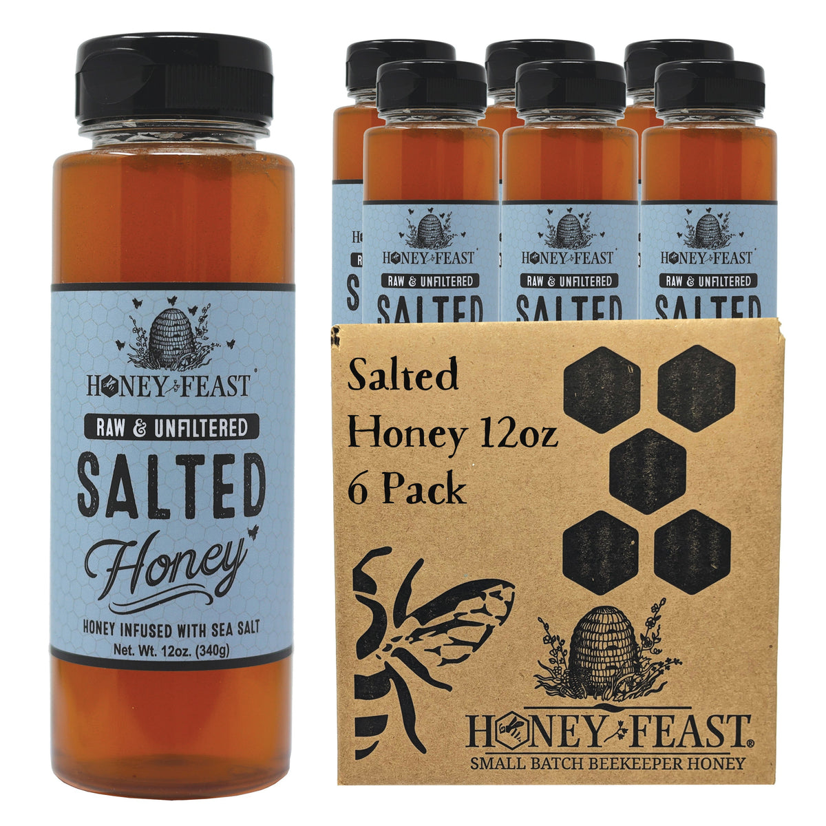 Honey Feast SAL12-FARM-6P — six 12oz plastic jars