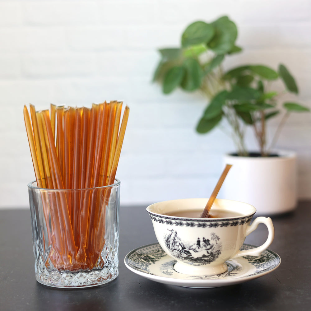 HONEY FEAST Wildflower Honey Sticks, Pack of 50 - Pure Honey Straws for Enjoyable Tea Time - Perfectly Portioned Honey Sticks for Tea - Natural Sweetness in Every Sip