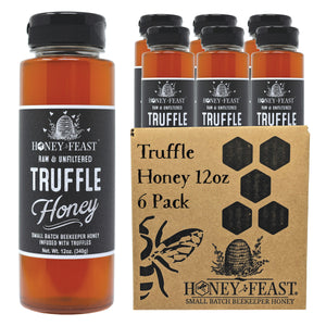 Honey Feast 6-Pack 12oz Truffle Honey - Premium Black Truffle-Infused Honey, Decadent Gourmet Condiment, Ideal for Epicureans, Multipack