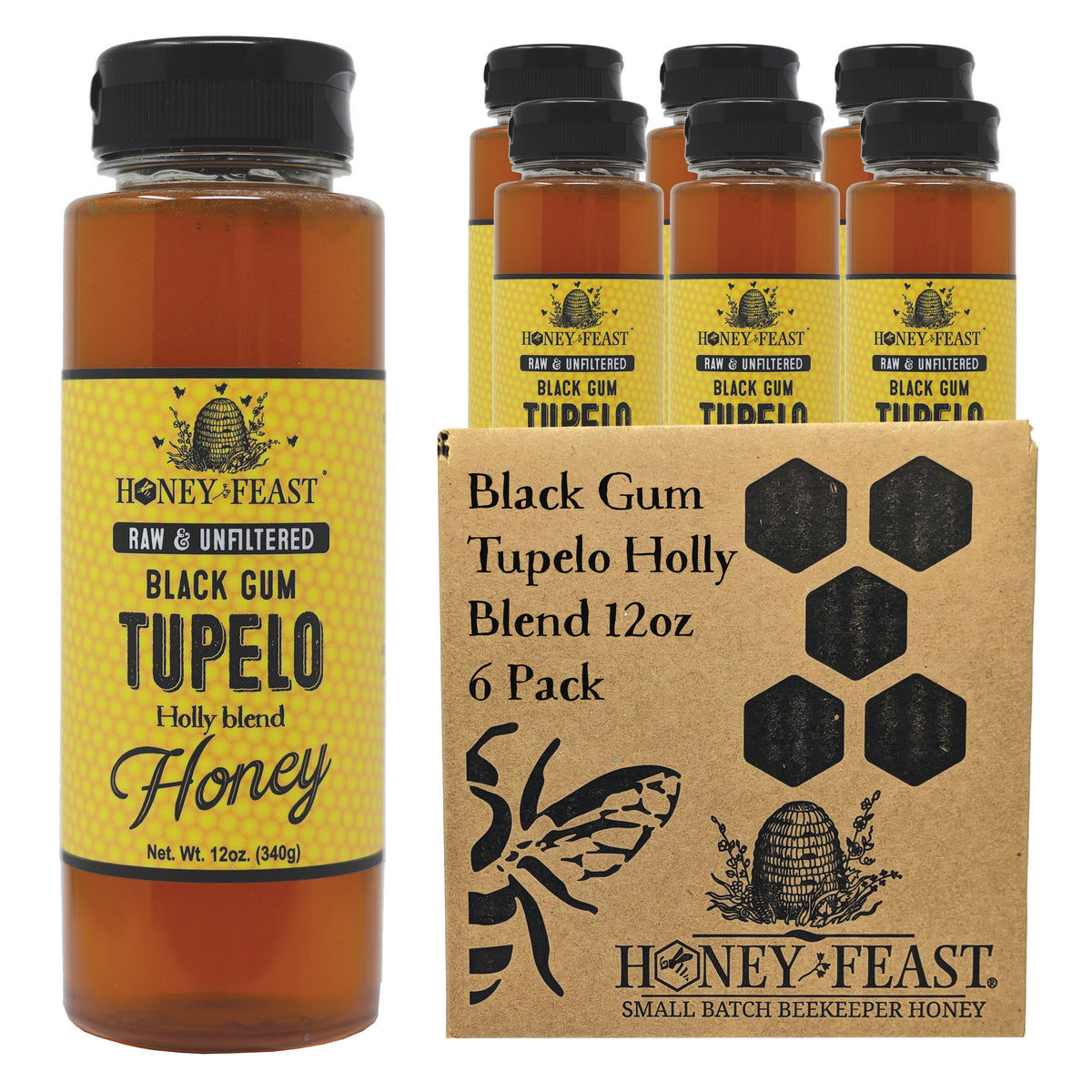 Honey Feast BG12-FARM-6P — six 12oz plastic jars