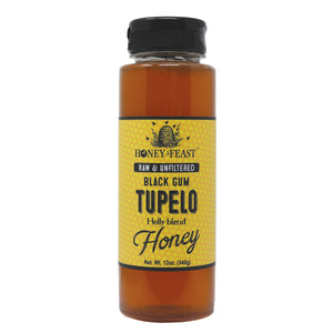 Honey Feast Tupelo Honey - 12oz Black Gum Tupelo & Holly Blend, Pure Raw Honey