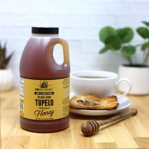 Honey Feast Tupelo Honey - 3lb Black Gum Tupelo & Holly Blend, Raw Honey Bulk, Pure Honey 🍯🐝