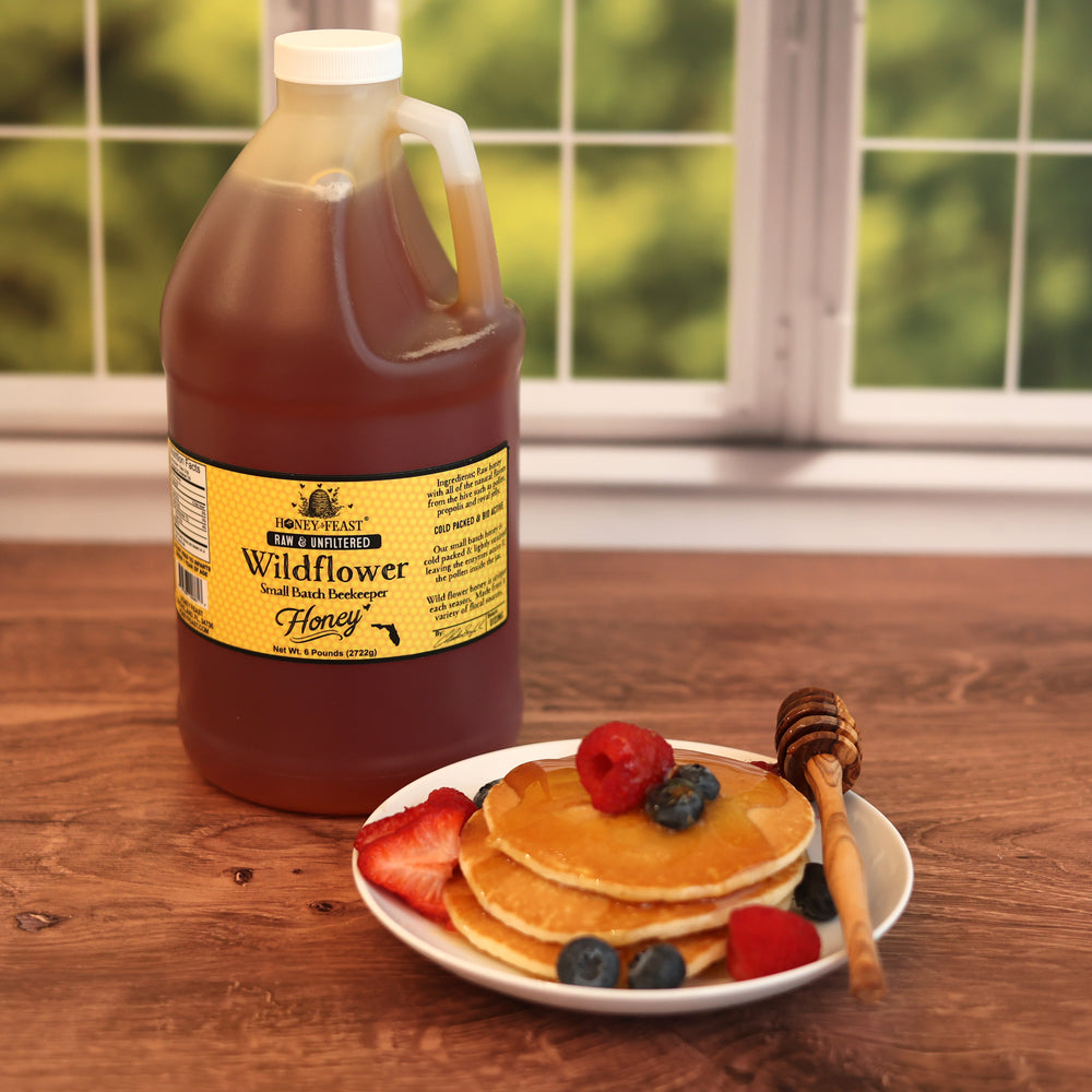 
            
                Load image into Gallery viewer, HONEY FEAST Wildflower Honey - 6lb Bulk Honey, All Natural, Unfiltered, Unheated Honey, Perfect for Sweetening &amp;amp; Baking
            
        