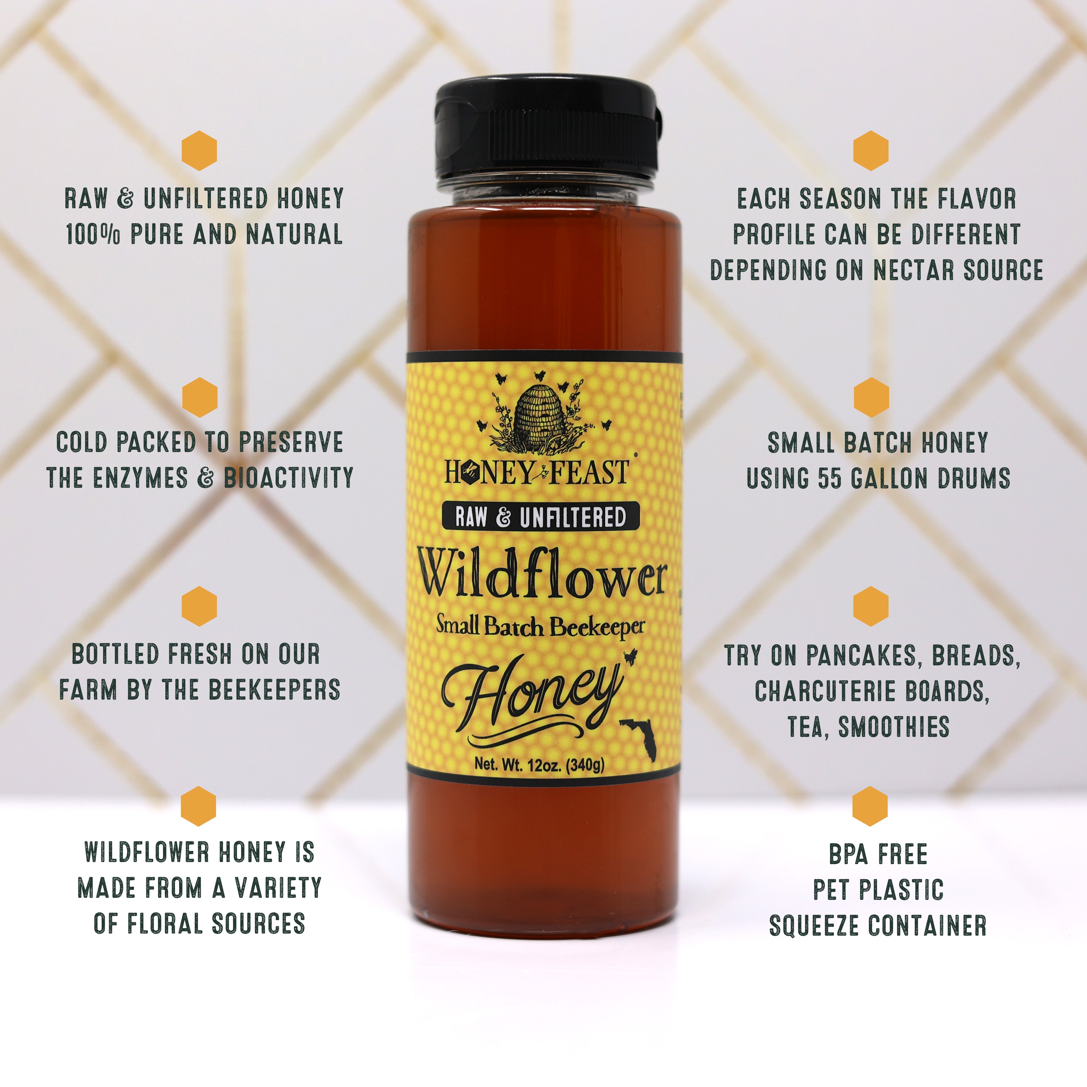 Wildflower Honey 12oz 6-Pack – Honey Feast